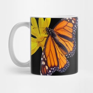 Orange Monarch Butterfly Yellow Flower Mug